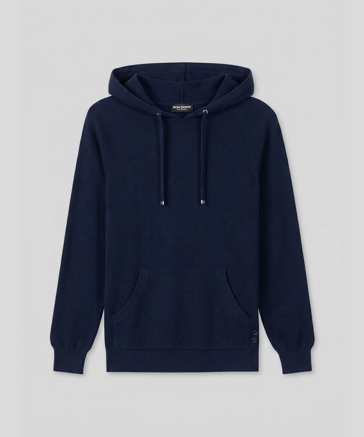 Cotton-Cashmere Piqué Hoodie Sweater: Navy
