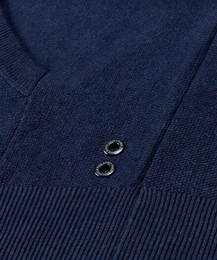 Cotton-Cashmere Piqué Hoodie Sweater: Navy