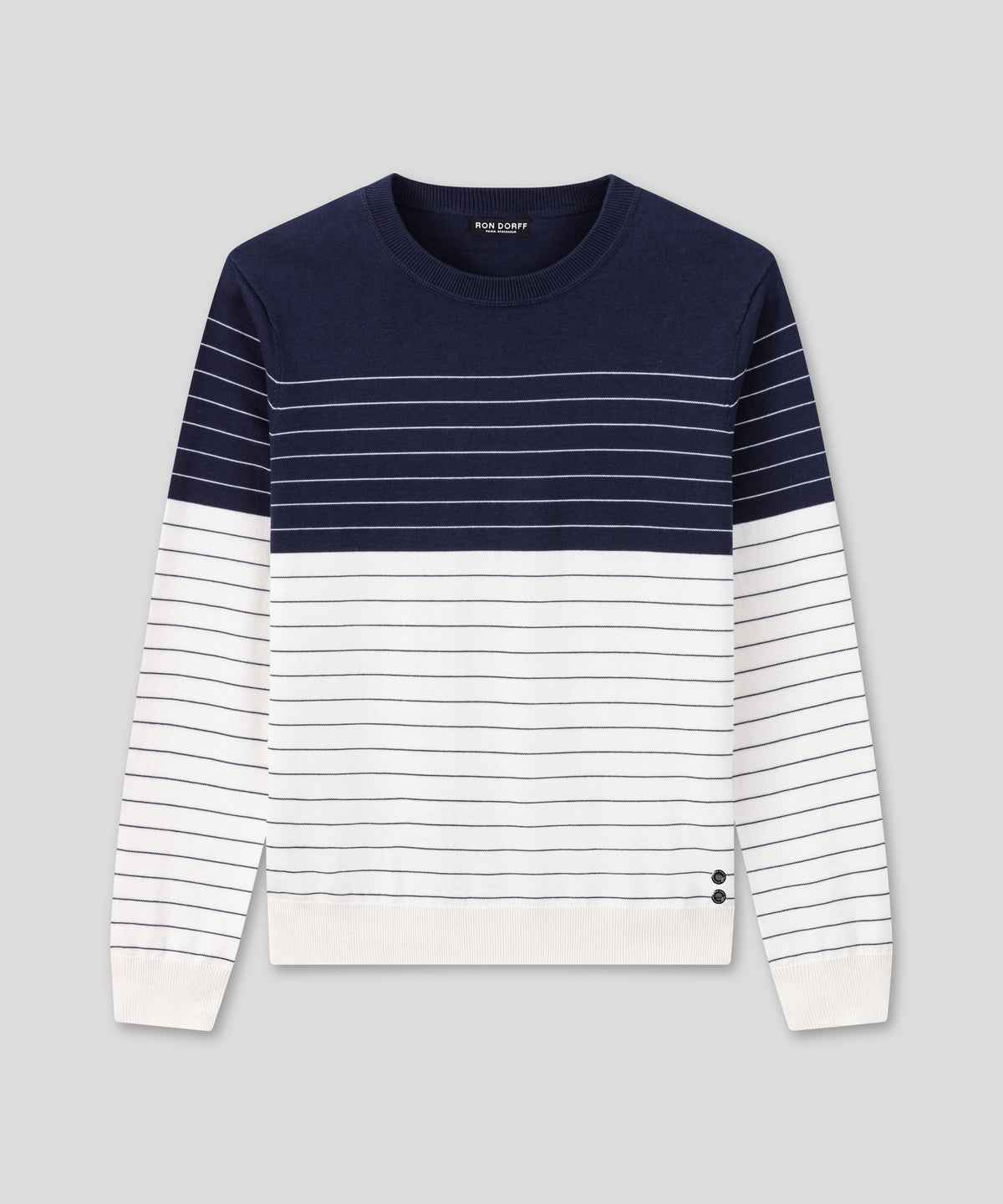 Cotton Sweater w. Pin Stripes: Navy/White