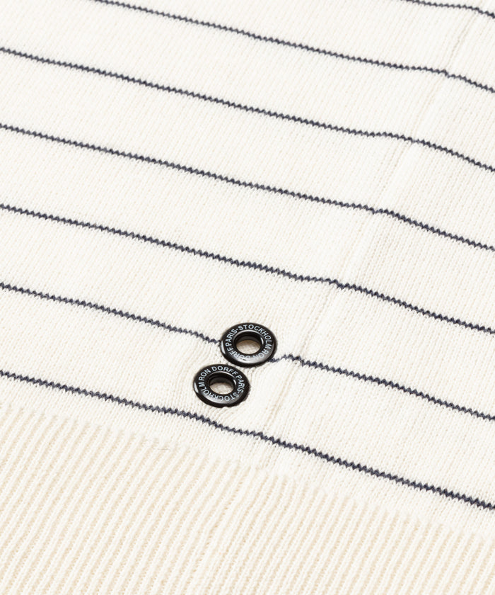 Cotton Sweater w. Pin Stripes: Navy/White