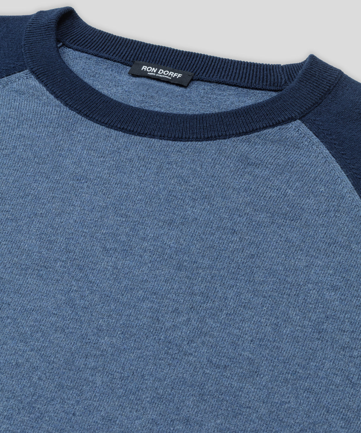 Cotton-Wool Baseball Sweater: Blue Melange