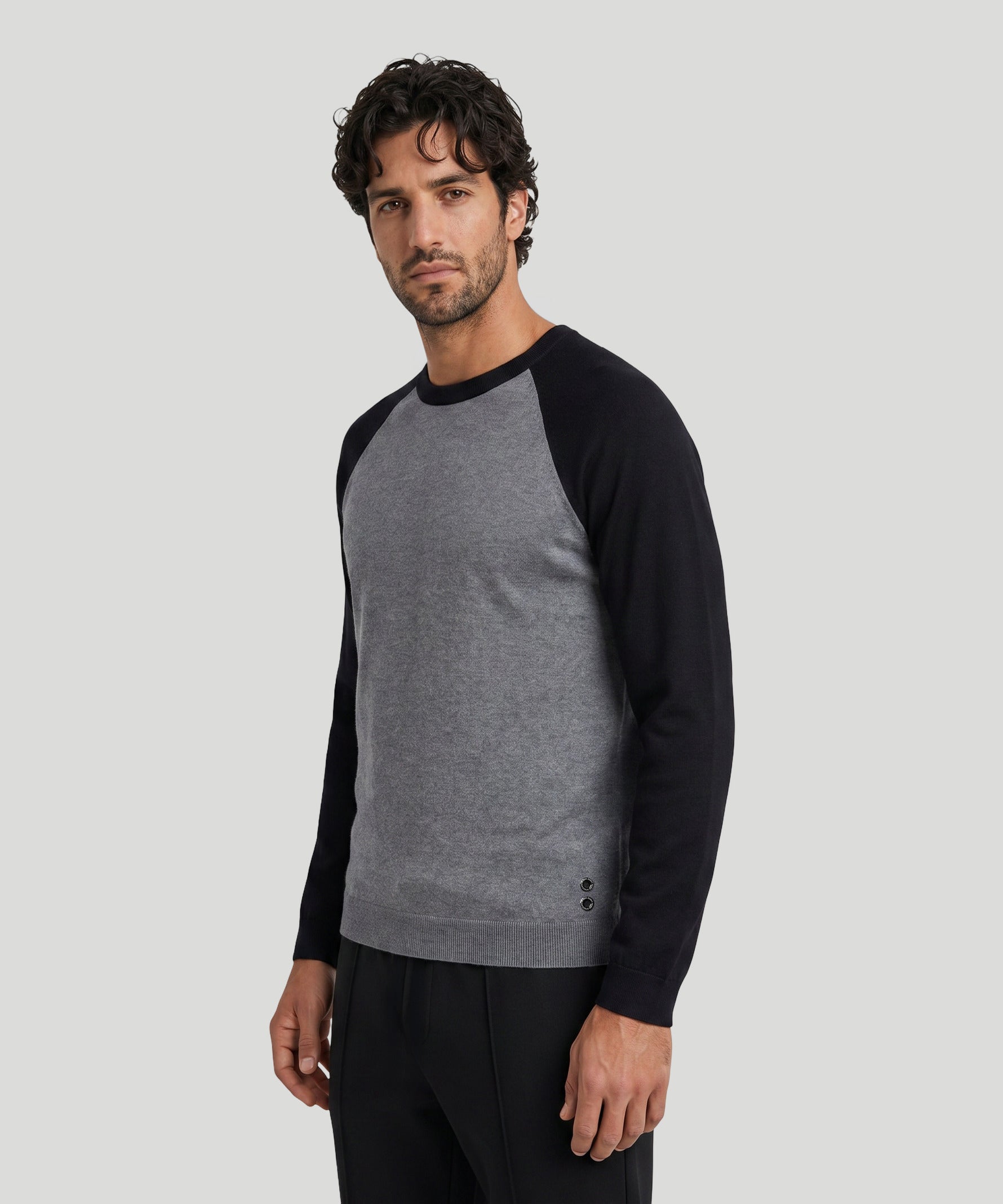 Cotton-Wool Baseball Sweater: Dark Grey Melange