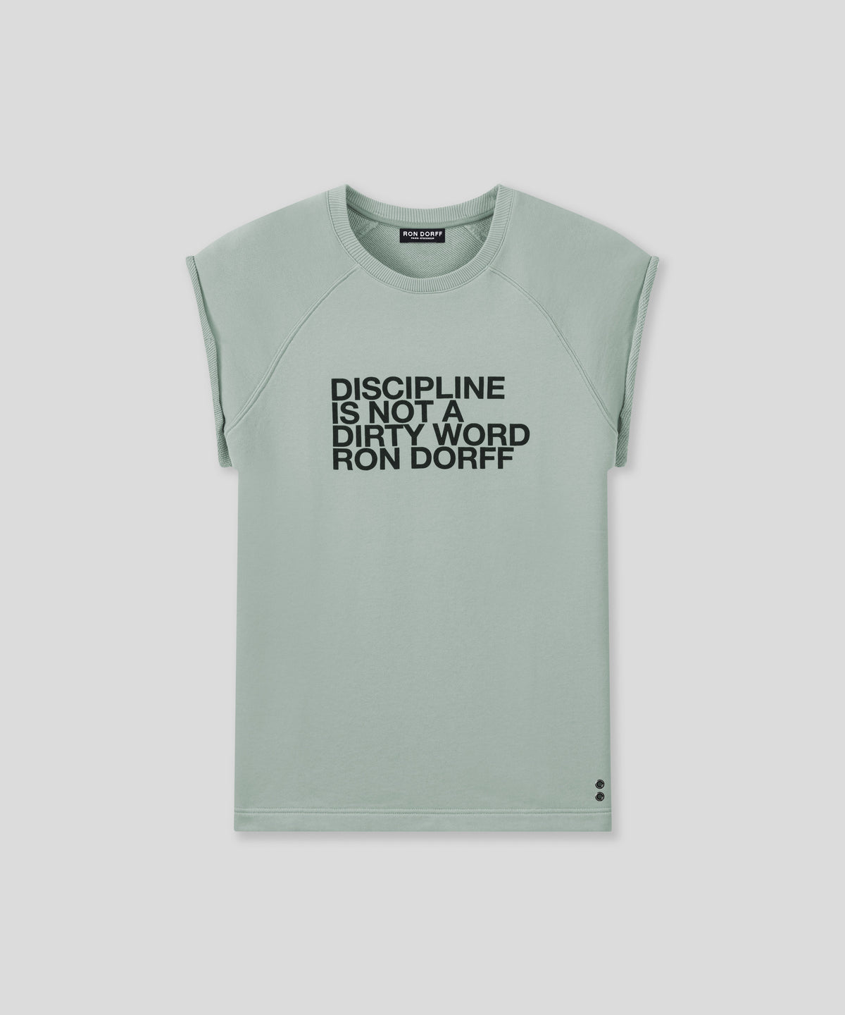 Organic Cotton Sleeveless Sweatshirt "DISCIPLINE": Gray Mist