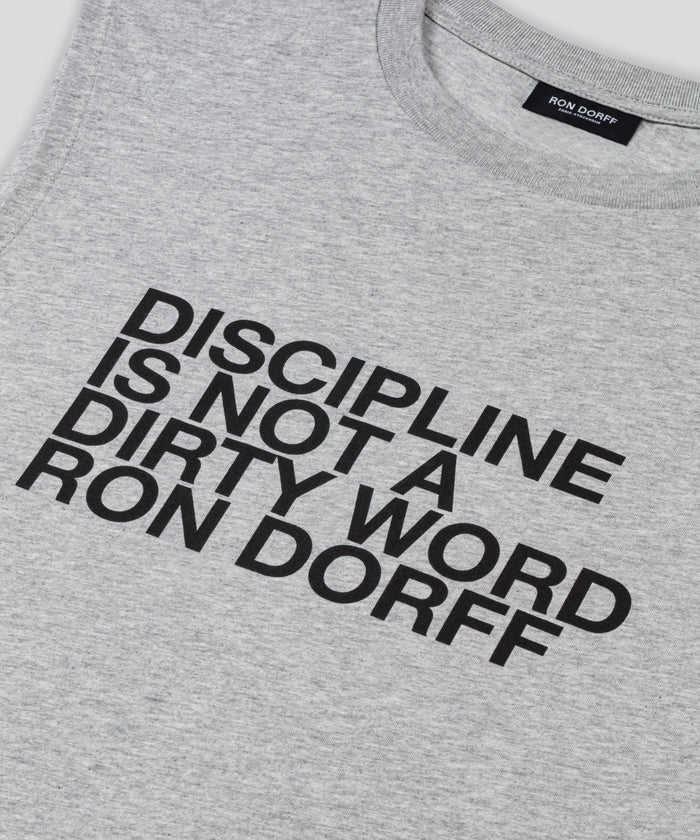 Organic Cotton Sleeveless T-Shirt "DISCIPLINE": Grey Melange