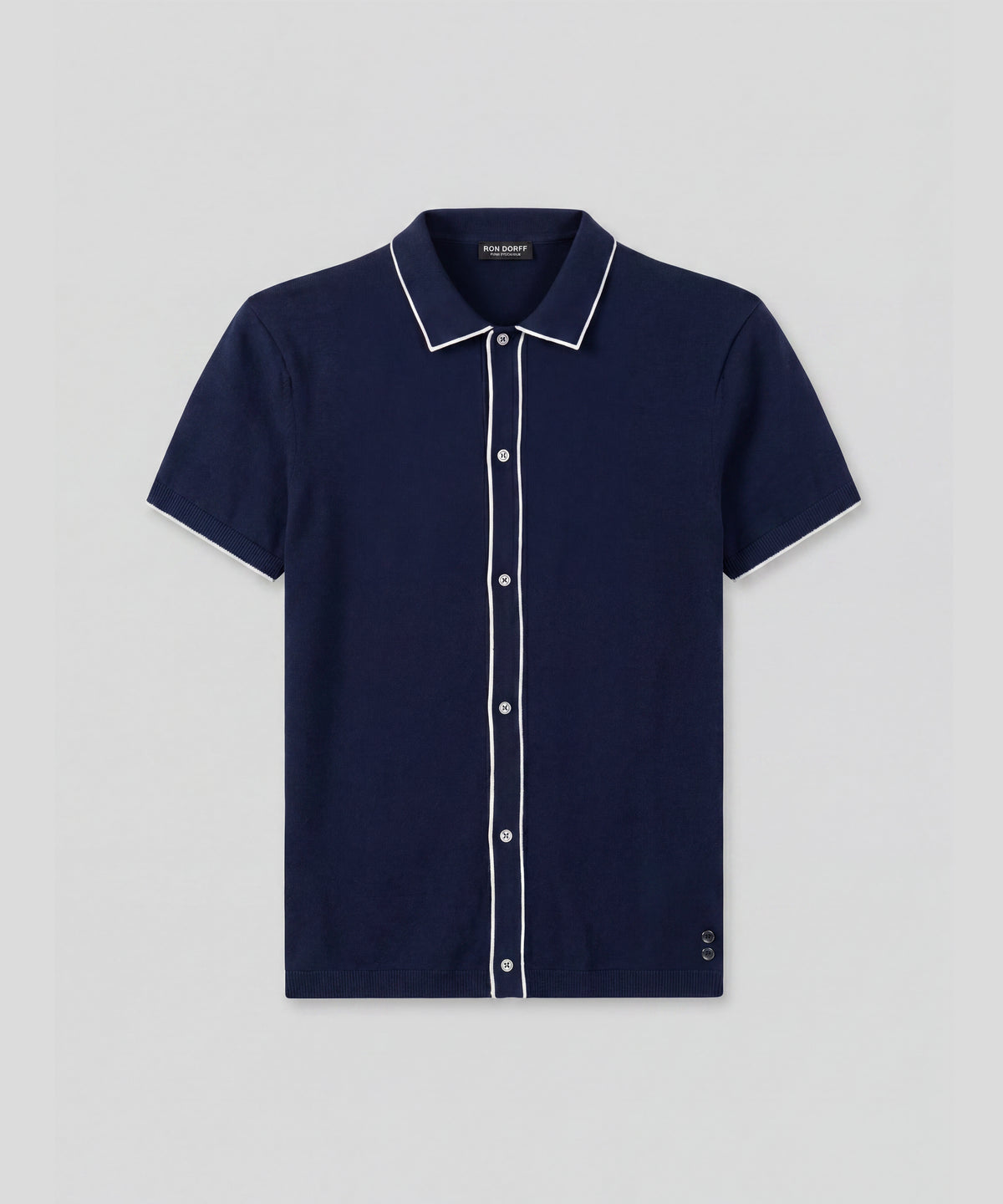 Cotton-Silk Shirt: Navy