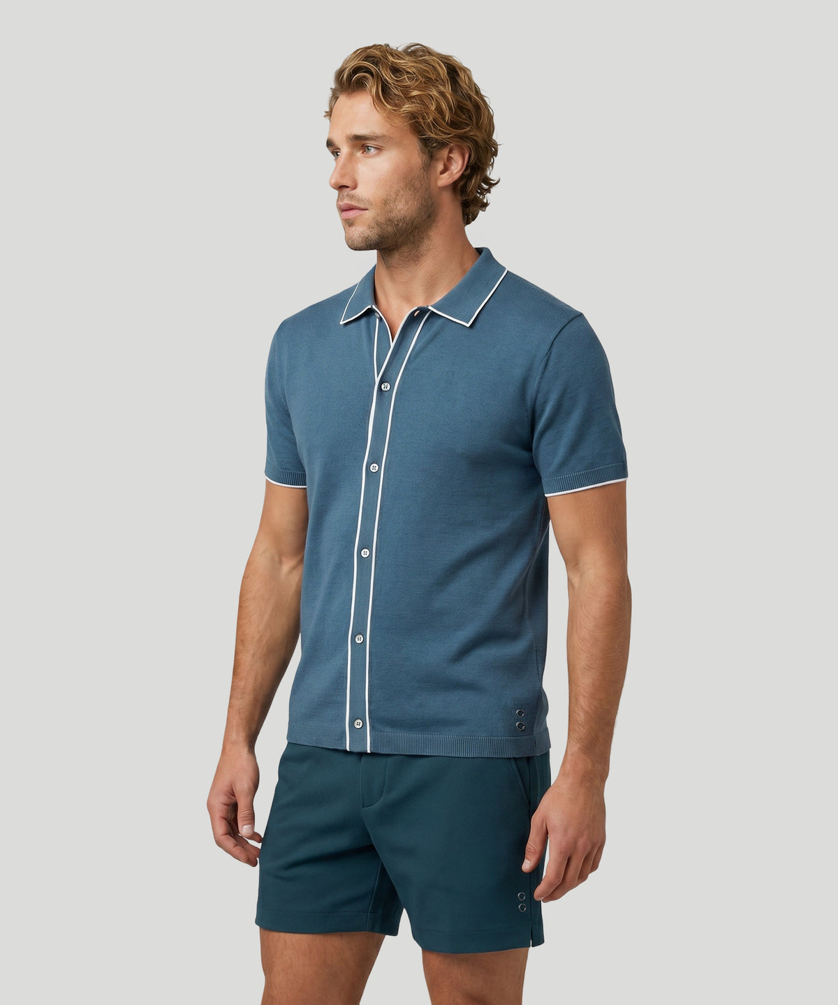 Cotton-Silk Shirt: Baltic Blue