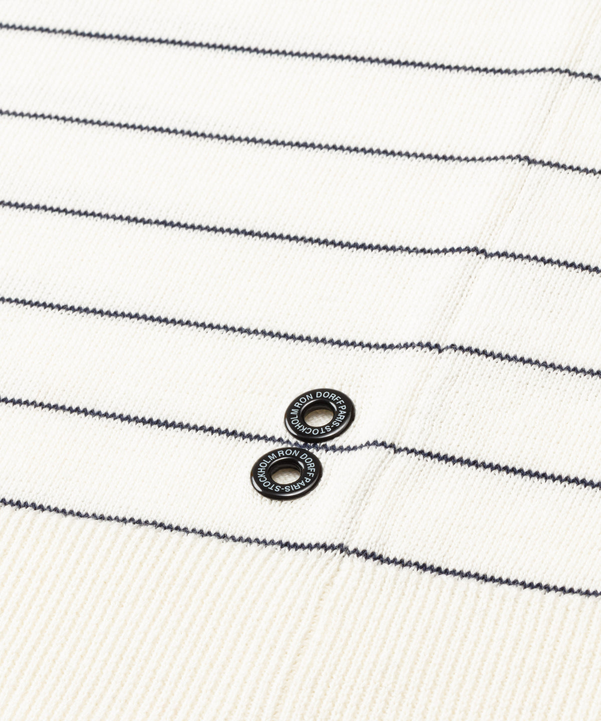 Cotton-Silk RD Polo w. Pin Stripes: Navy/White