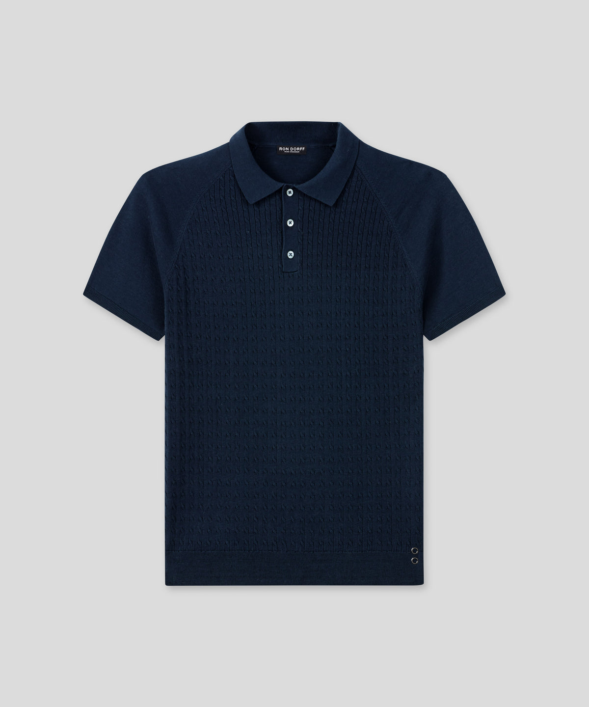 Cotton Polo w. Cable: Navy