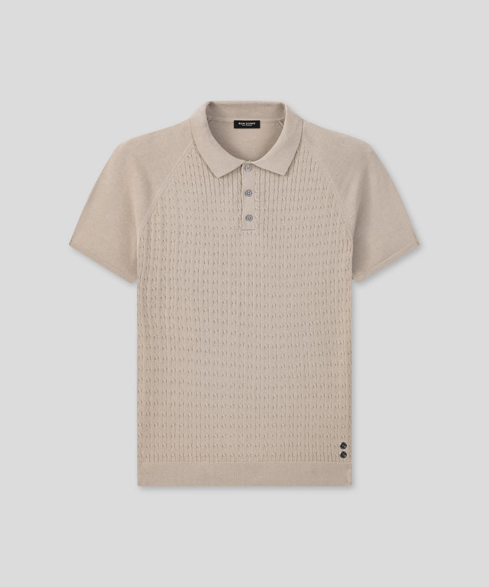 Cotton Polo w. Cable: Sandy Beige