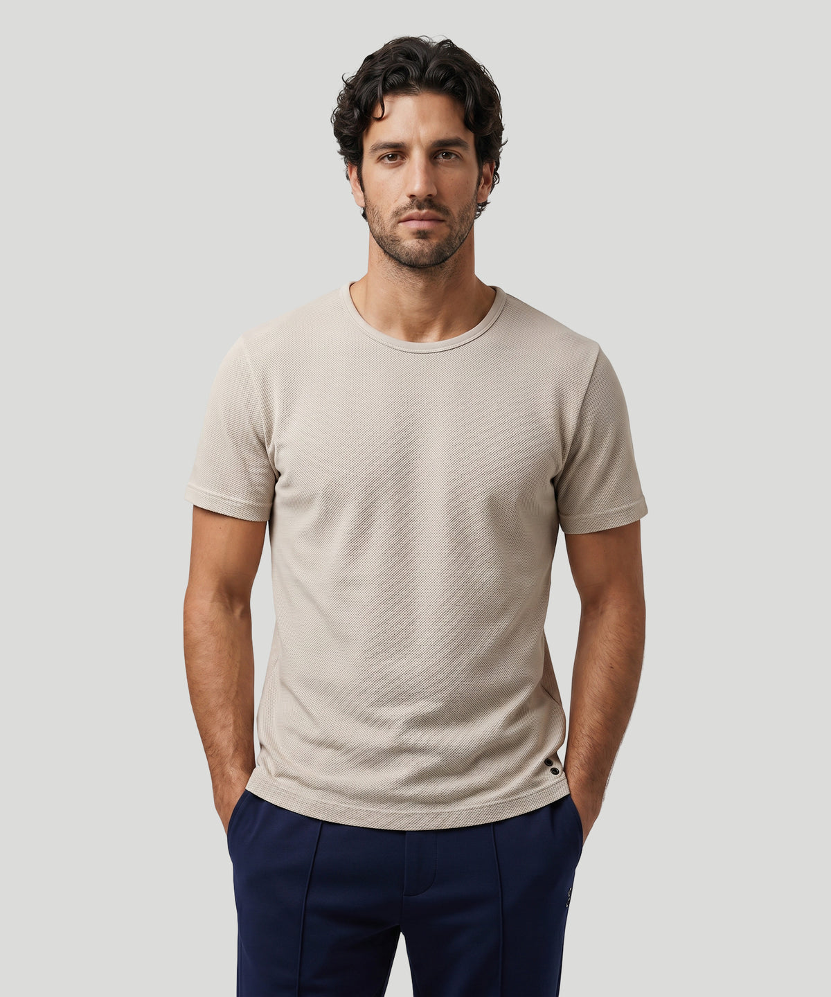 Cotton Piqué T-Shirt Eyelet Edition: Sandy Beige