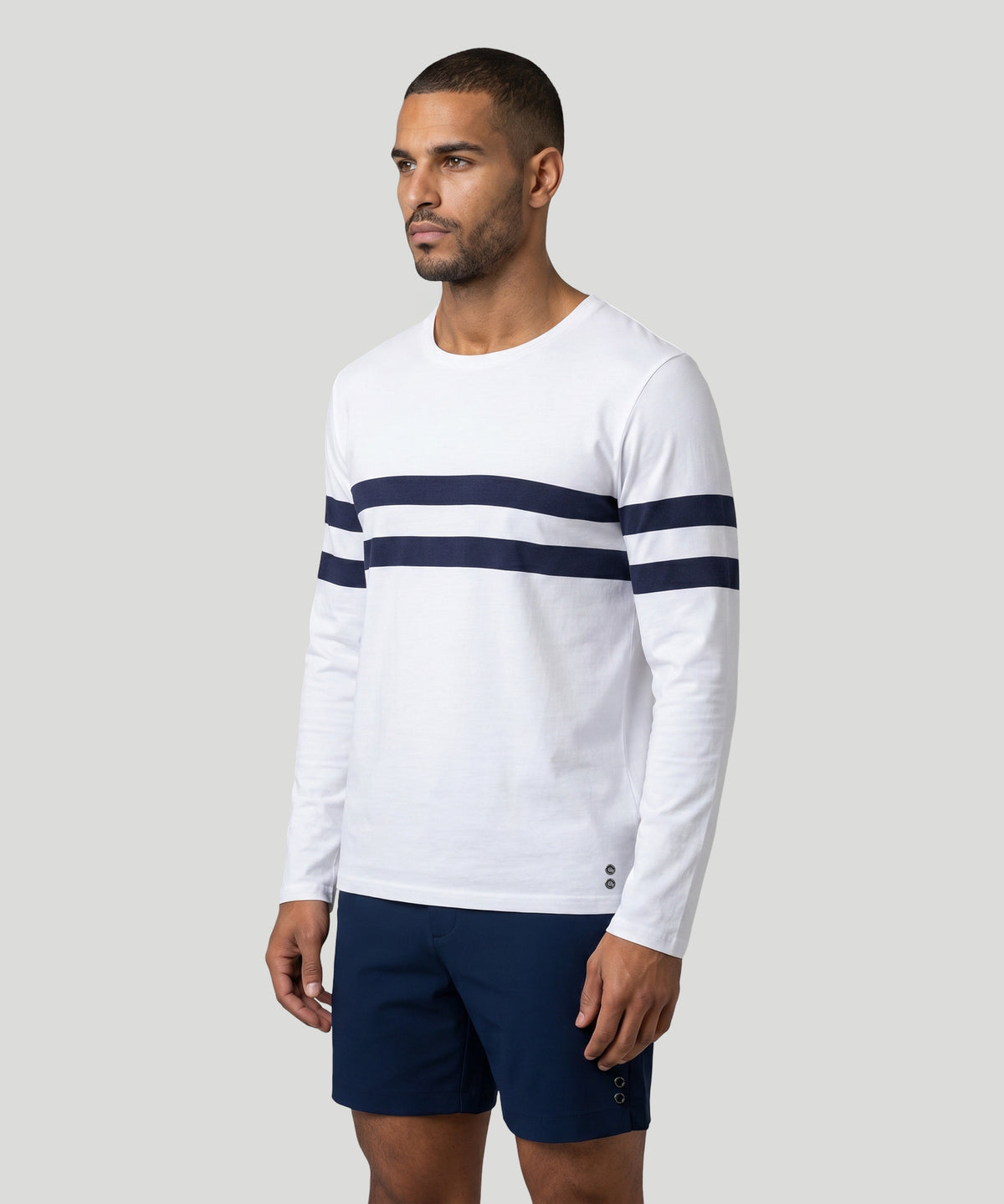 Long Sleeved T-Shirt w. Double Stripes: White