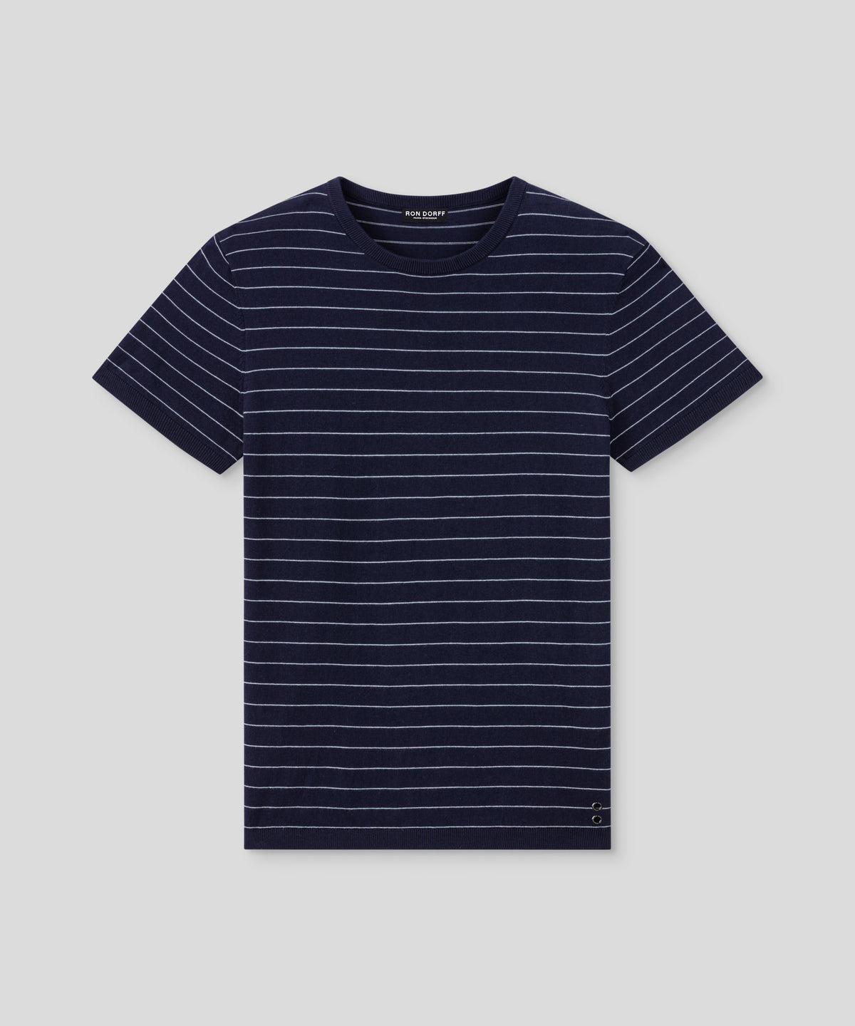 Knitted T-Shirt w. Pin Stripes: Navy/White