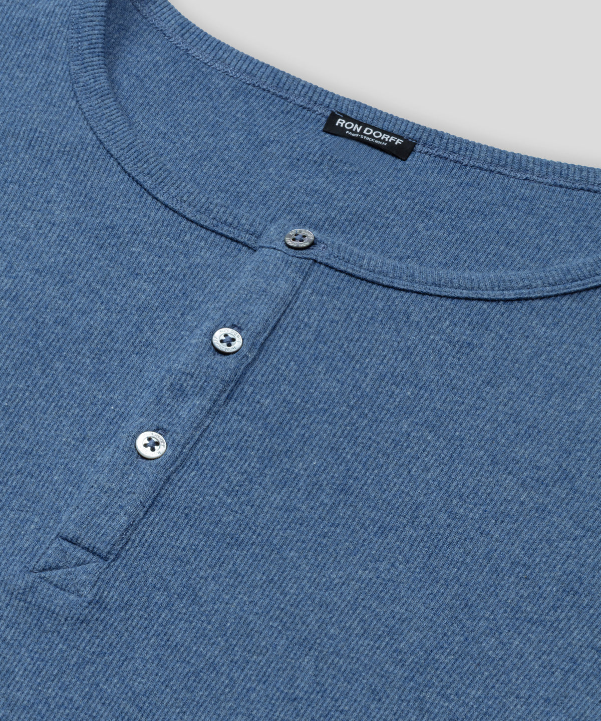 Army Ribbed Henley T-Shirt: Blue Melange
