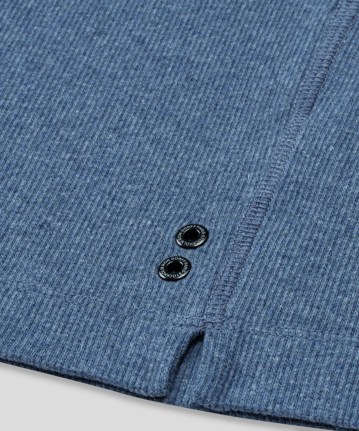 Army Ribbed Henley T-Shirt: Blue Melange