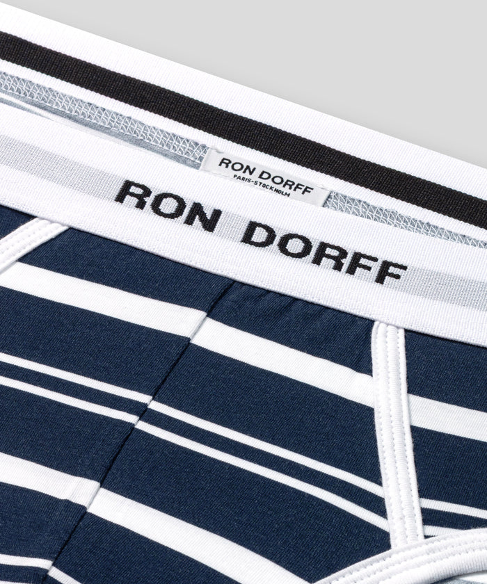 RON DORFF Y-Front Briefs w. Stripes: Navy/White