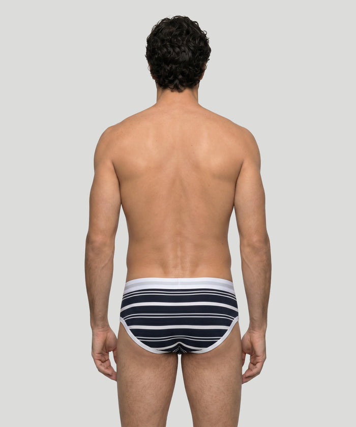 RON DORFF Y-Front Briefs w. Stripes: Navy/White