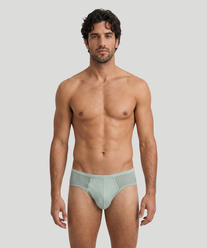 Mesh Y-Front Briefs: Gray Mist