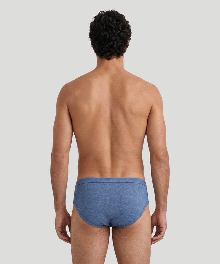 Army Ribbed Y-Front Briefs: Blue Melange