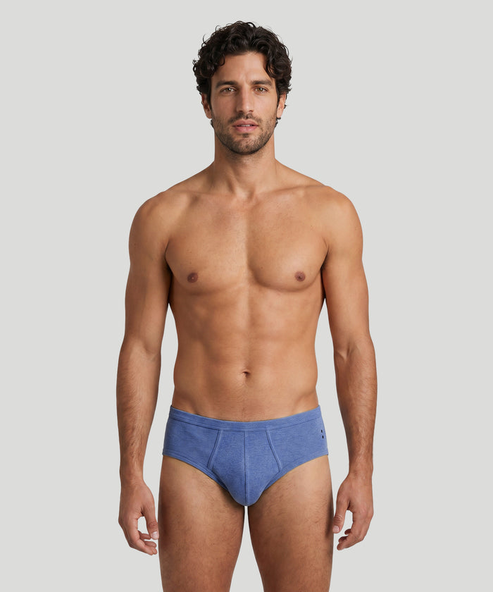 Army Ribbed Y-Front Briefs: Blue Melange