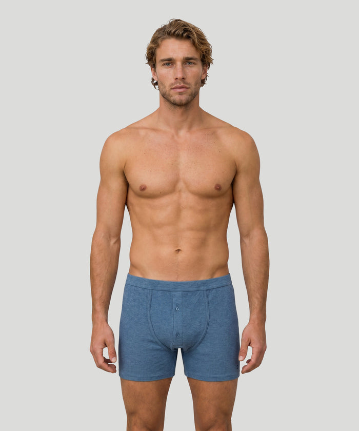 Army Ribbed Night Shorts: Blue Melange