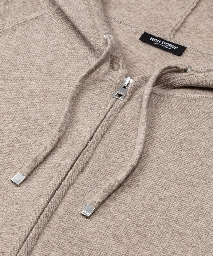 Cashmere Zipped Hoodie: Heather Beige