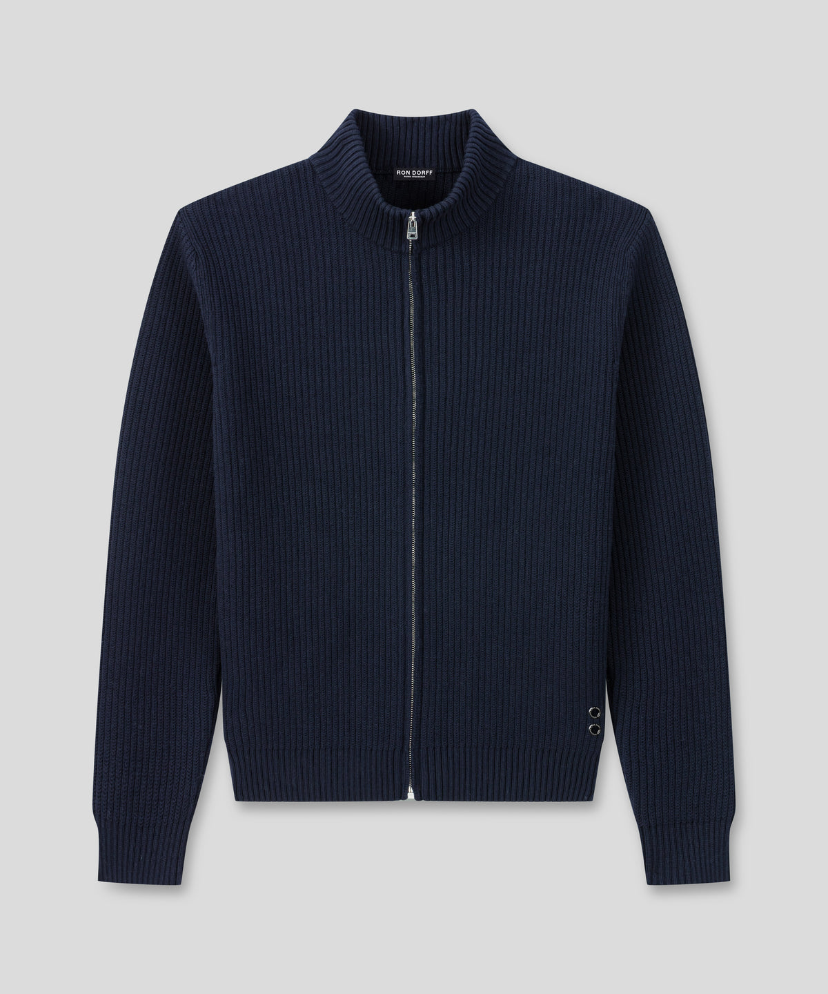 Ribbed Wool Zipped Jacket: Navy