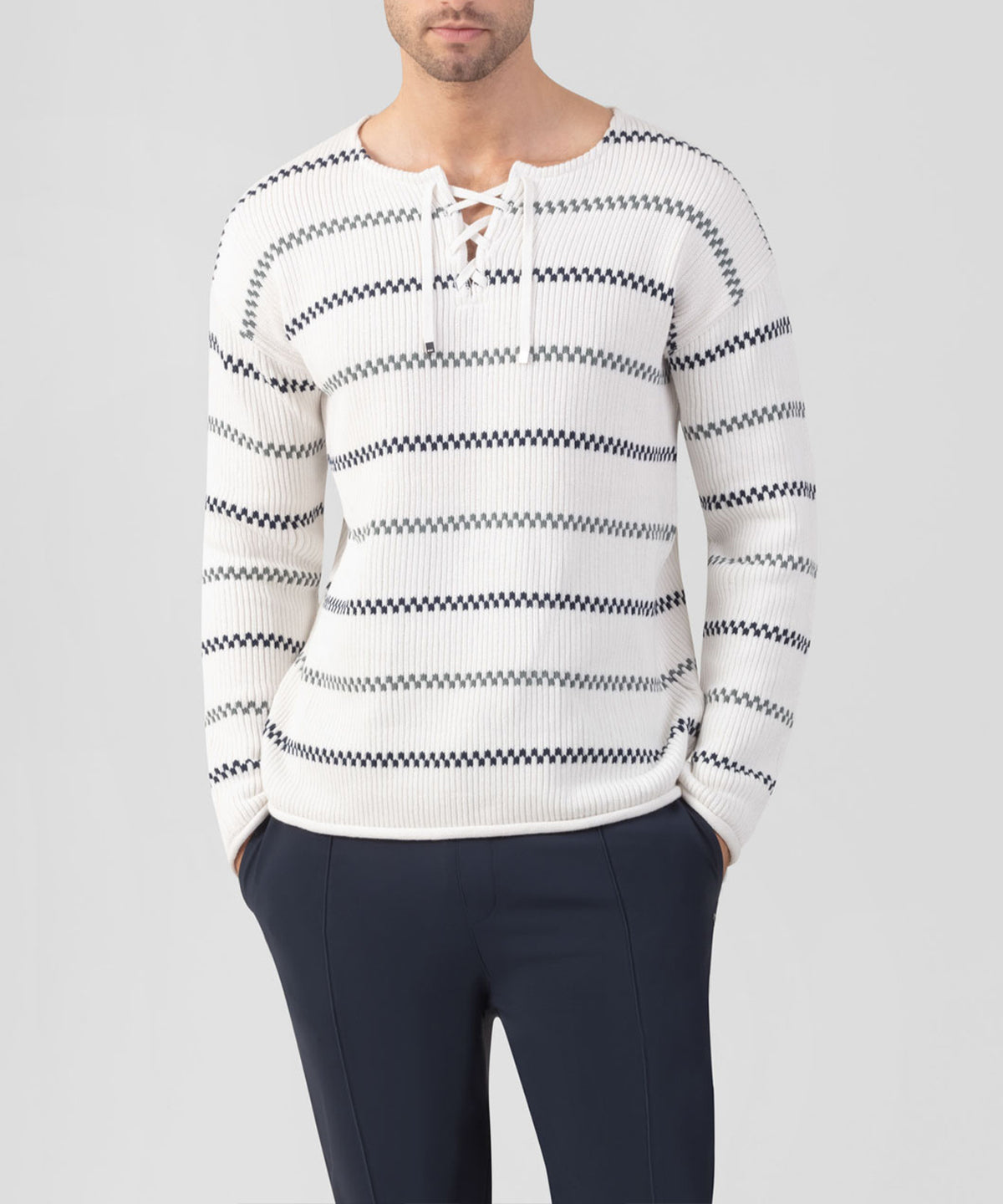 Swedish Fisherman Cotton Sweater: Off White