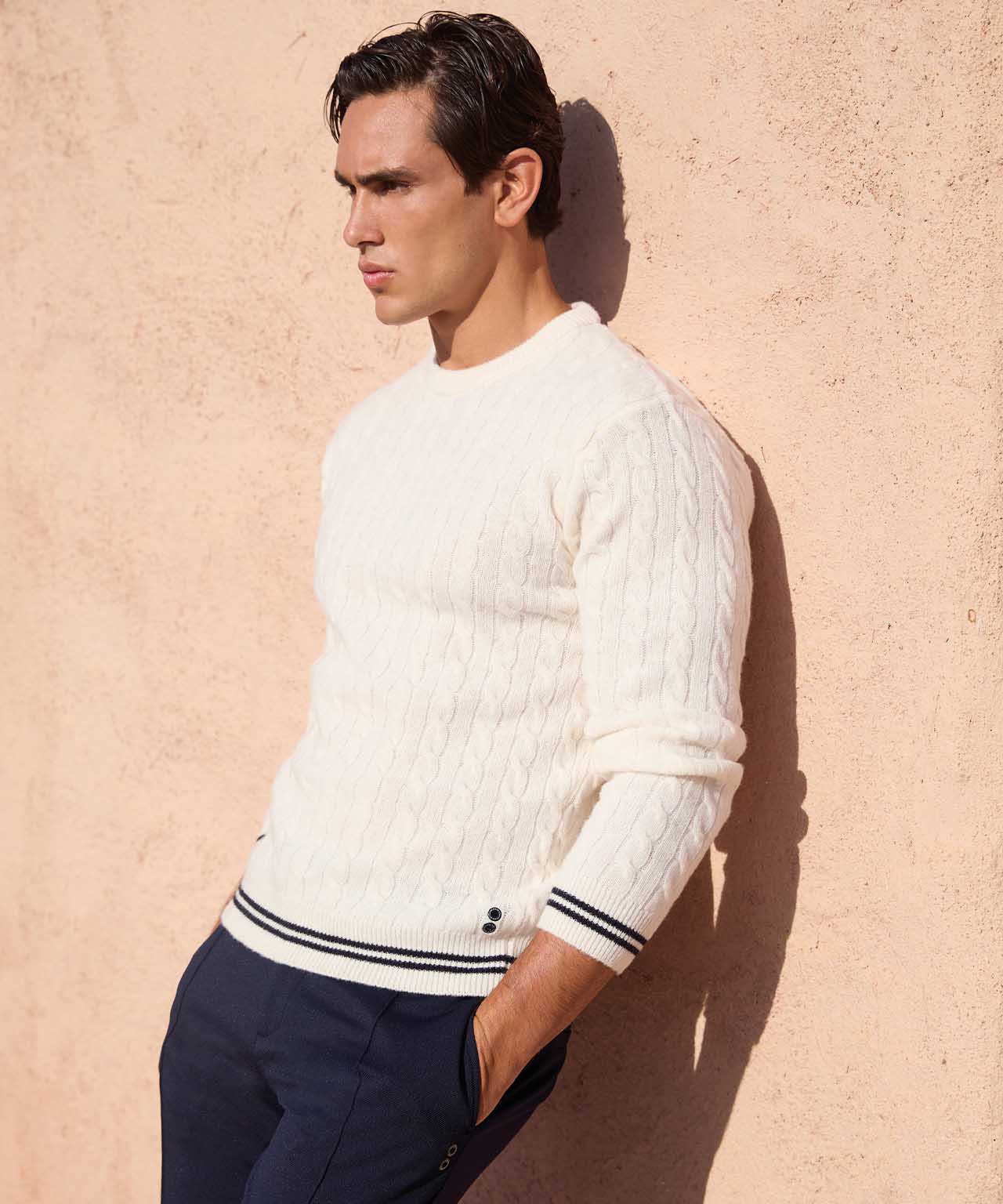 Wool Cashmere Tennis Sweater: Off White