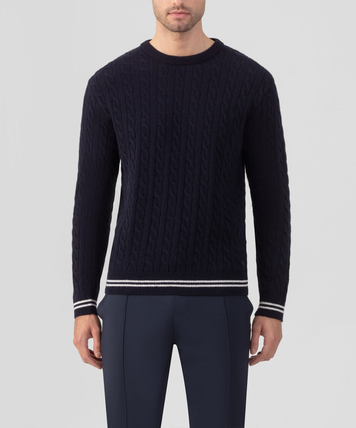 Wool Cashmere Tennis Sweater: Navy