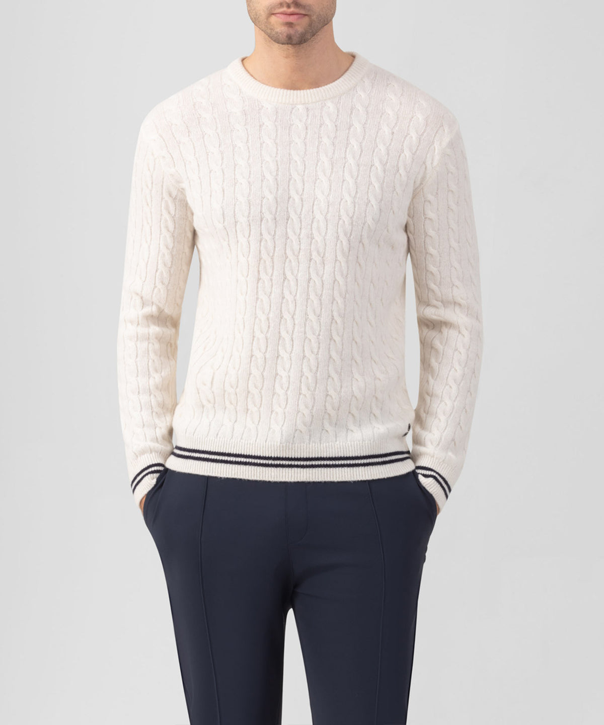 Wool Cashmere Tennis Sweater: Off White