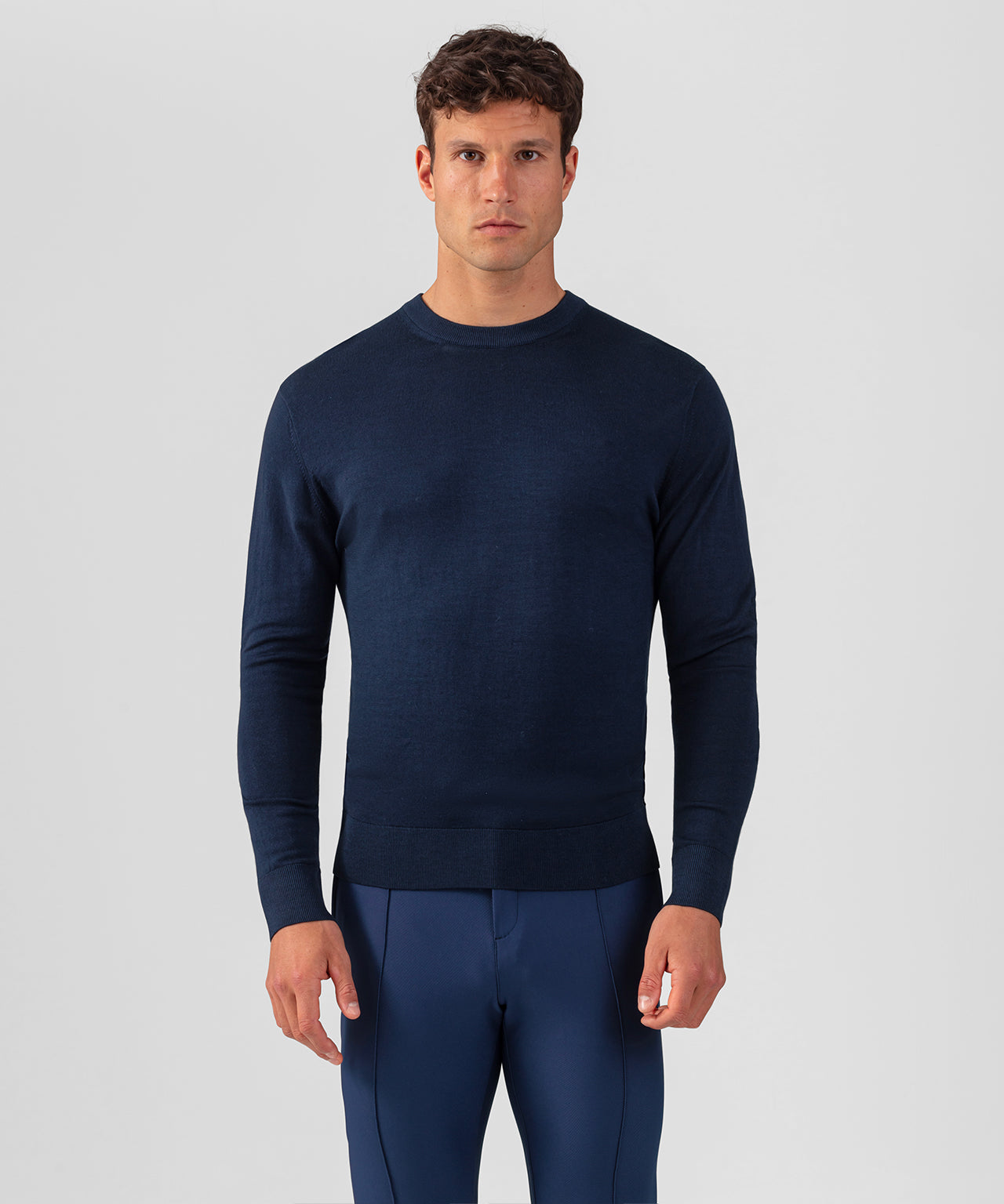 Light Merino Wool Army Sweater: Navy | Ron Dorff