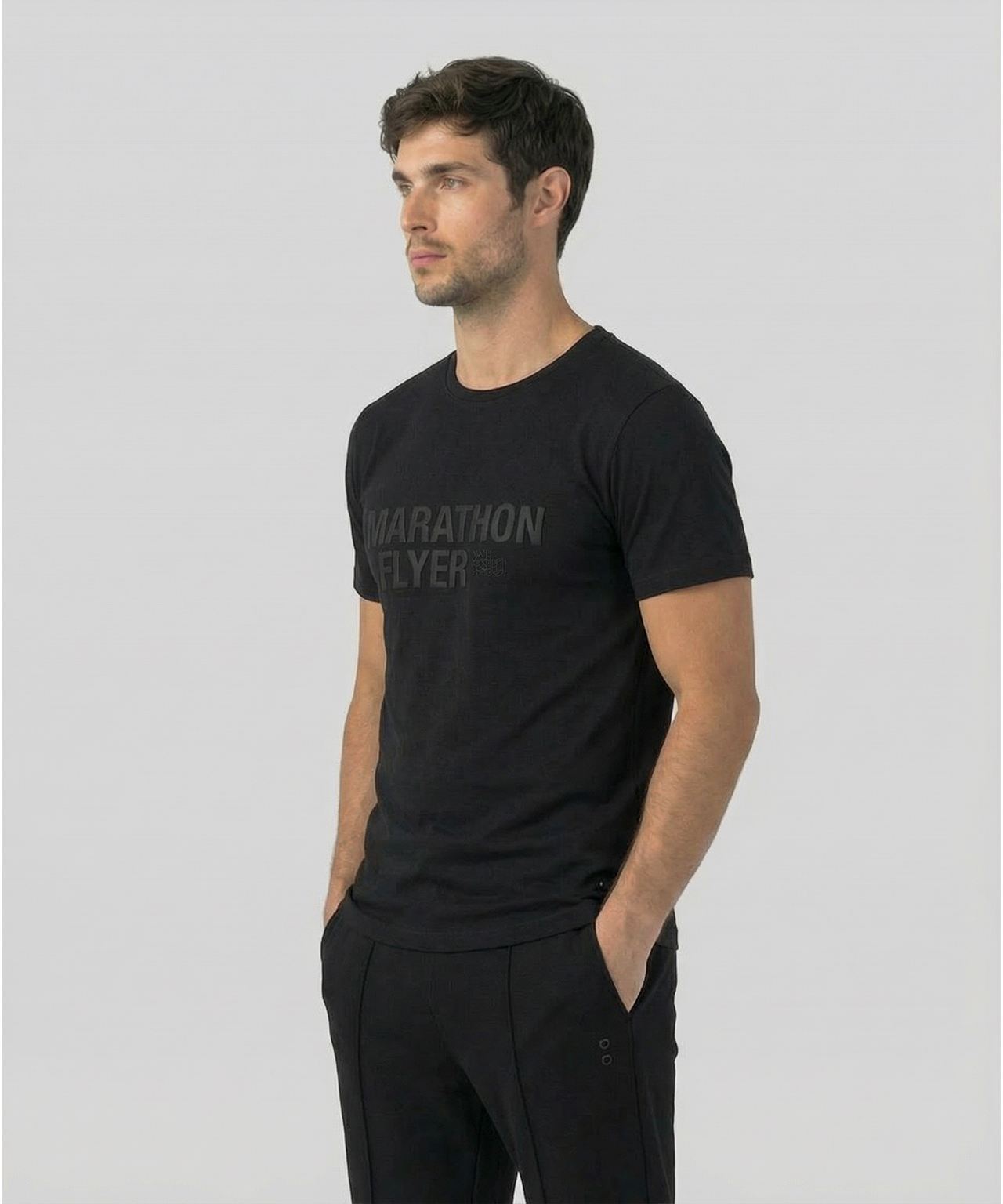 Organic Cotton T-Shirt "MARATHON FLYER": Black