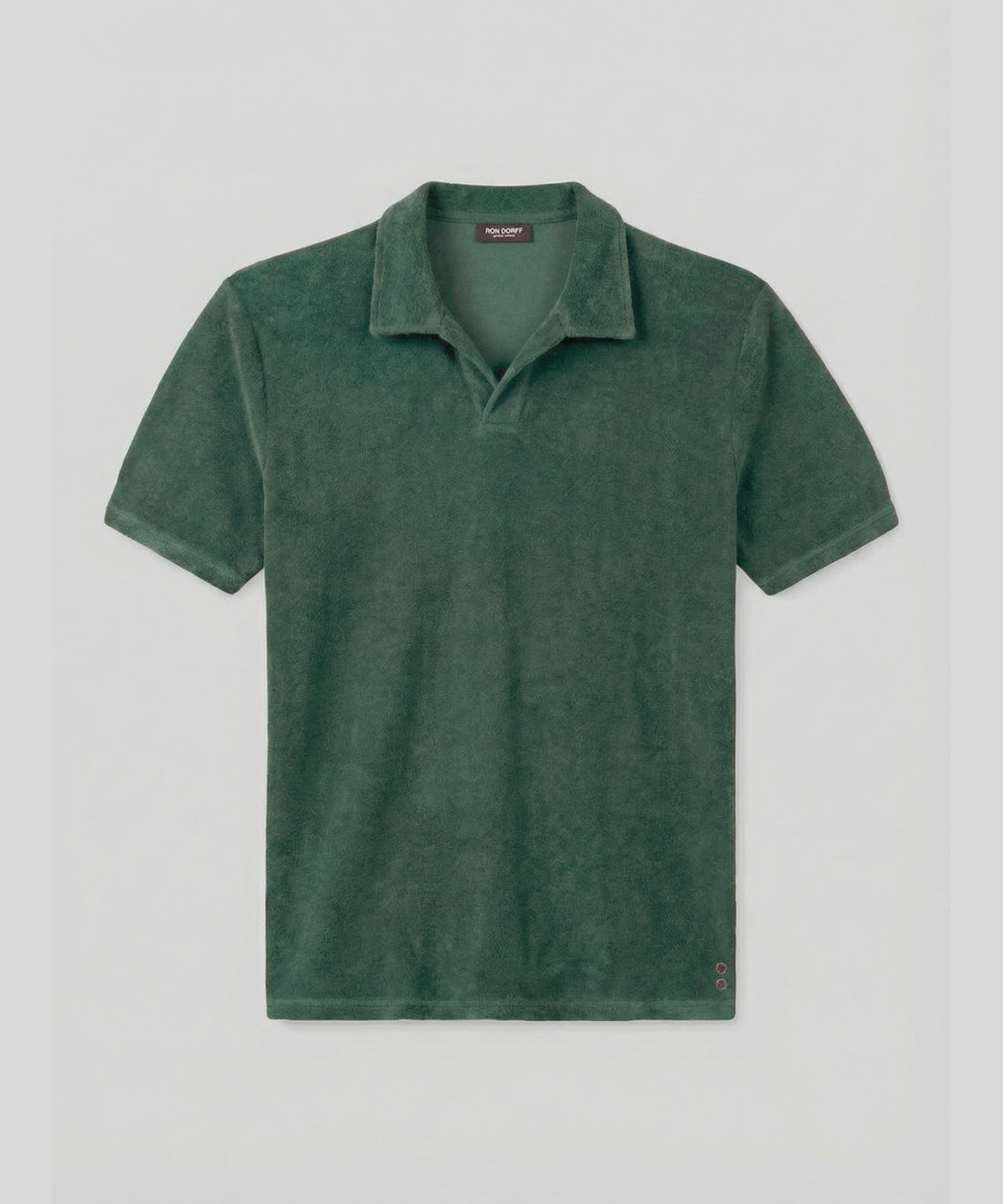 Cotton Terry V Neck Polo: Green Court