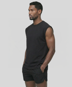 Organic Cotton Sleeveless Sweatshirt "DISCIPLINE": Black