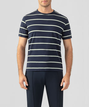 Crew Neck T-Shirt Eyelet Edition w. Double Stripes: Navy