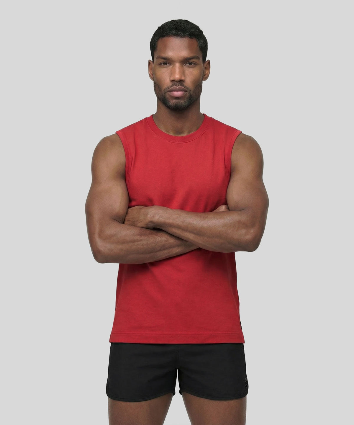 Light Cotton Sleeveless Sweatshirt: Shocking Red