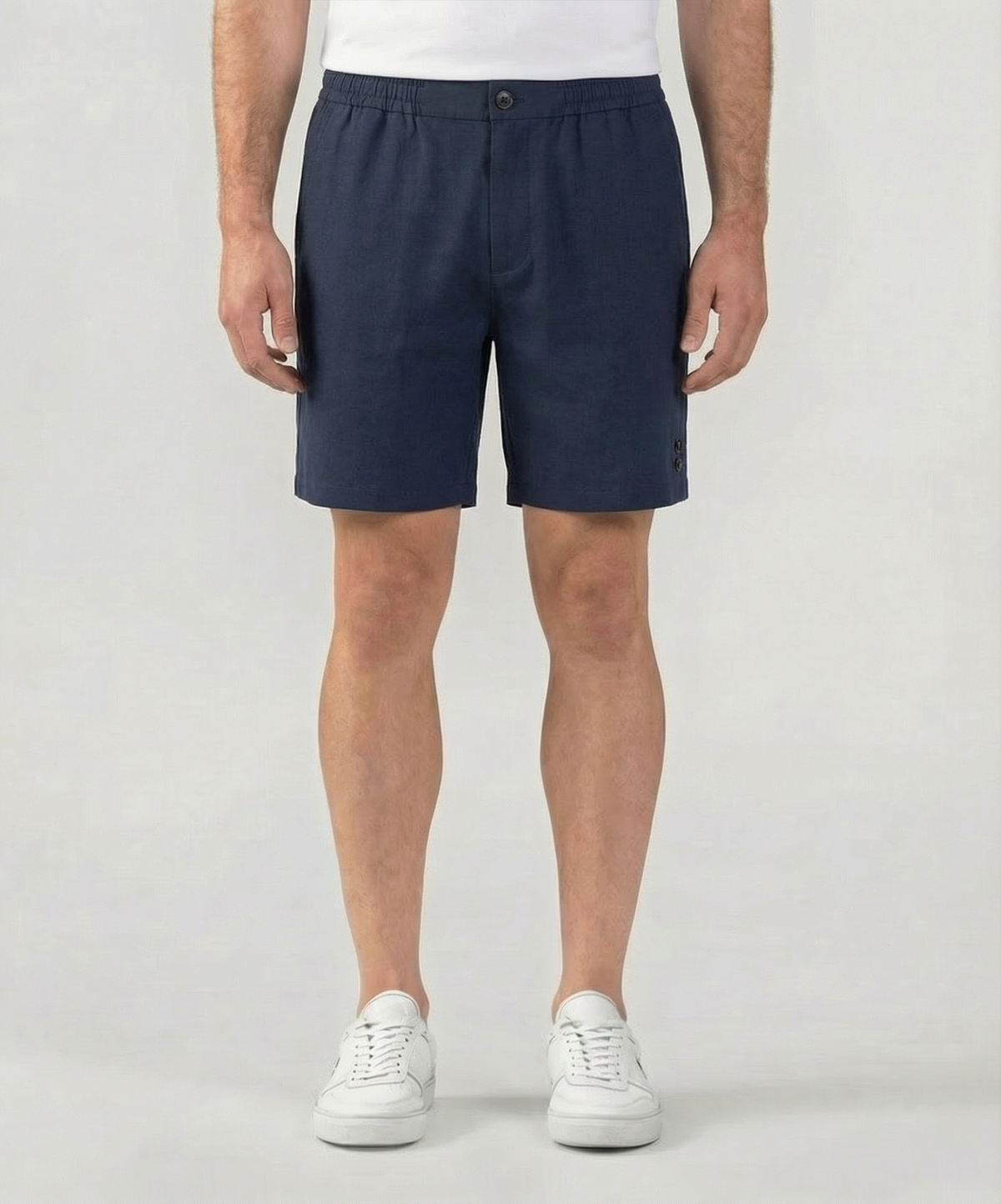 Cotton Linen Shorts: Navy