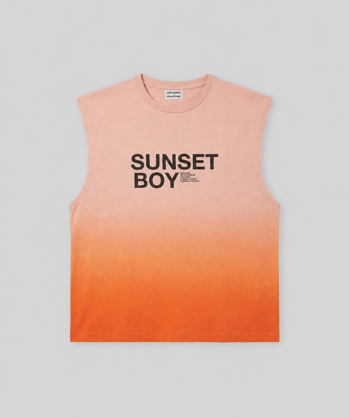 Organic Cotton Sleeveless T-Shirt "SUNSET BOY": Sunset Orange