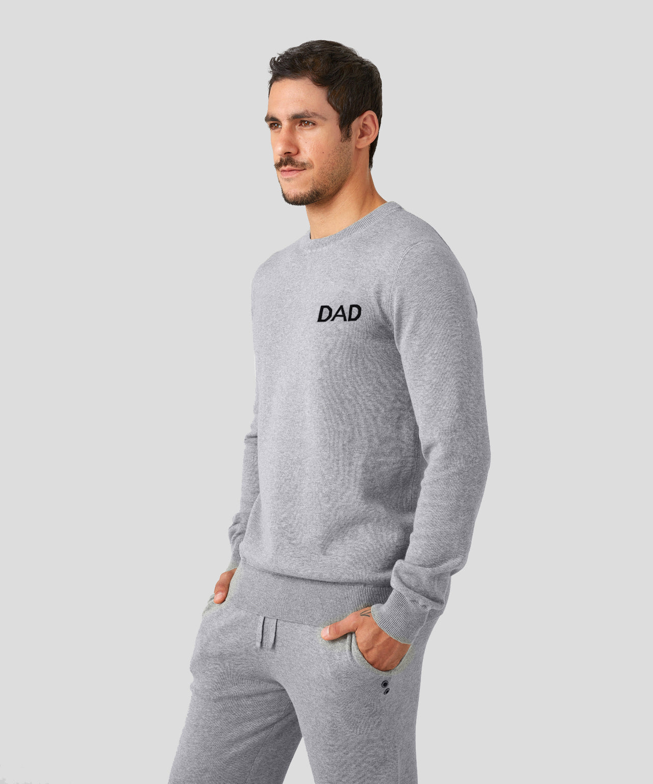 Cotton Cashmere Sweatshirt "DAD" : Heather Grey