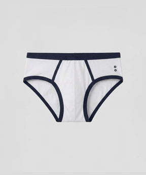 Sports Y-Front Briefs: White/Navy