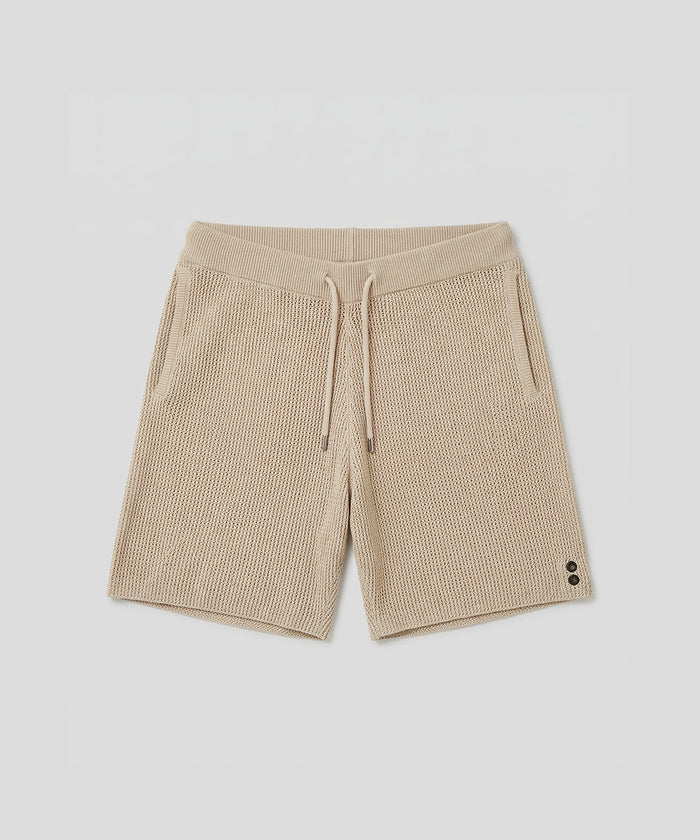Organic Cotton Crochet Knit Shorts: Natural
