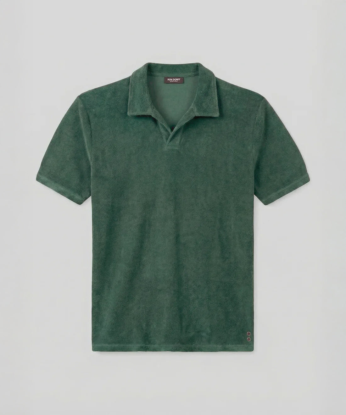 Cotton-Terry V Neck Polo: Court Green