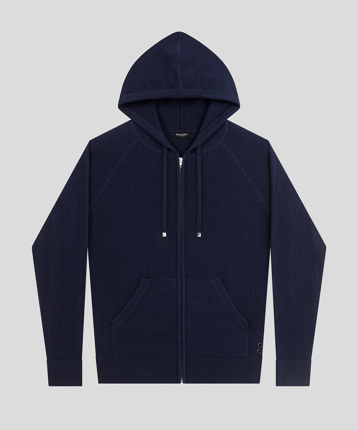 Cashmere Zipped Hoodie: Navy