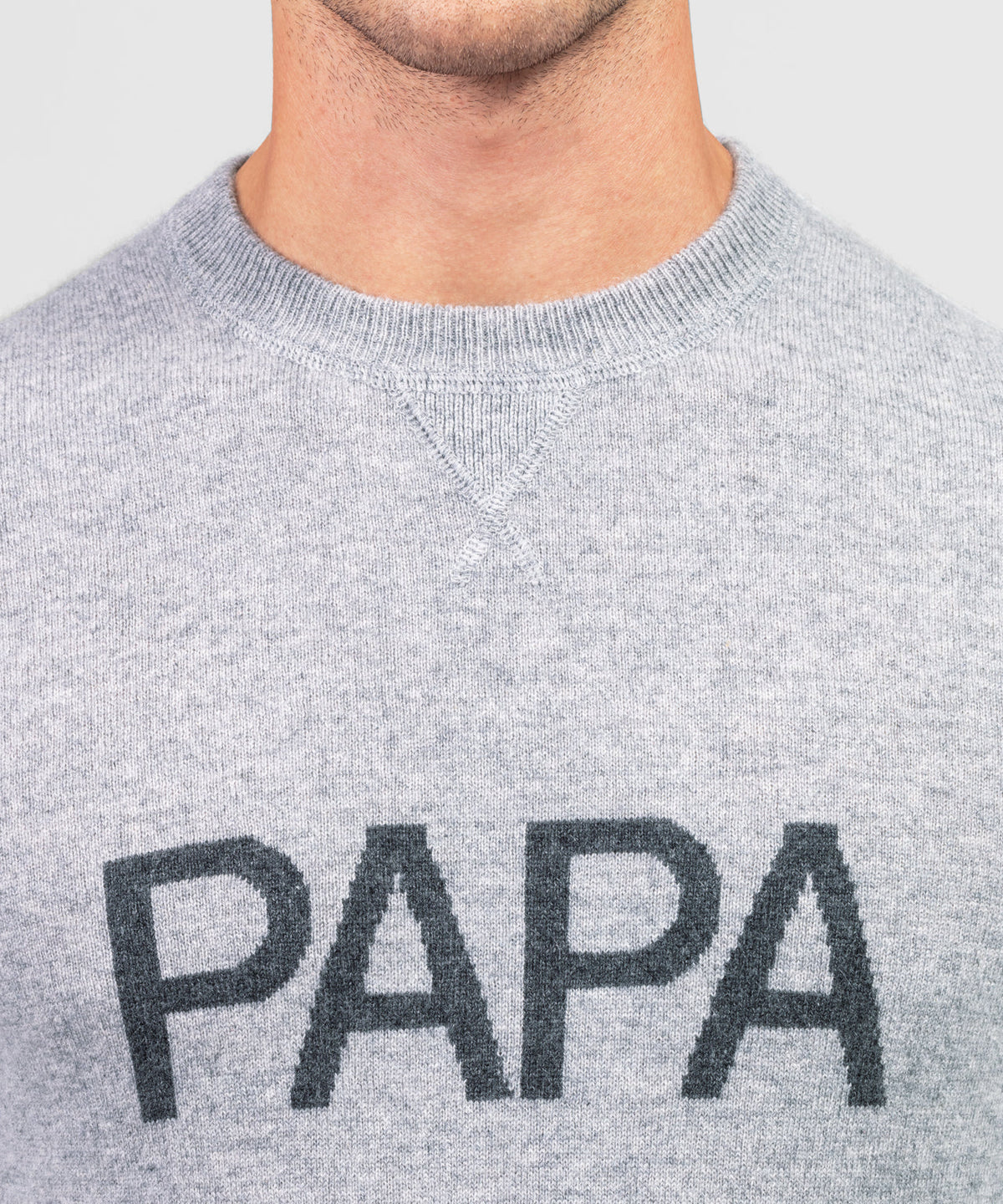 Cashmere Sweatshirt "PAPA": Heather Grey