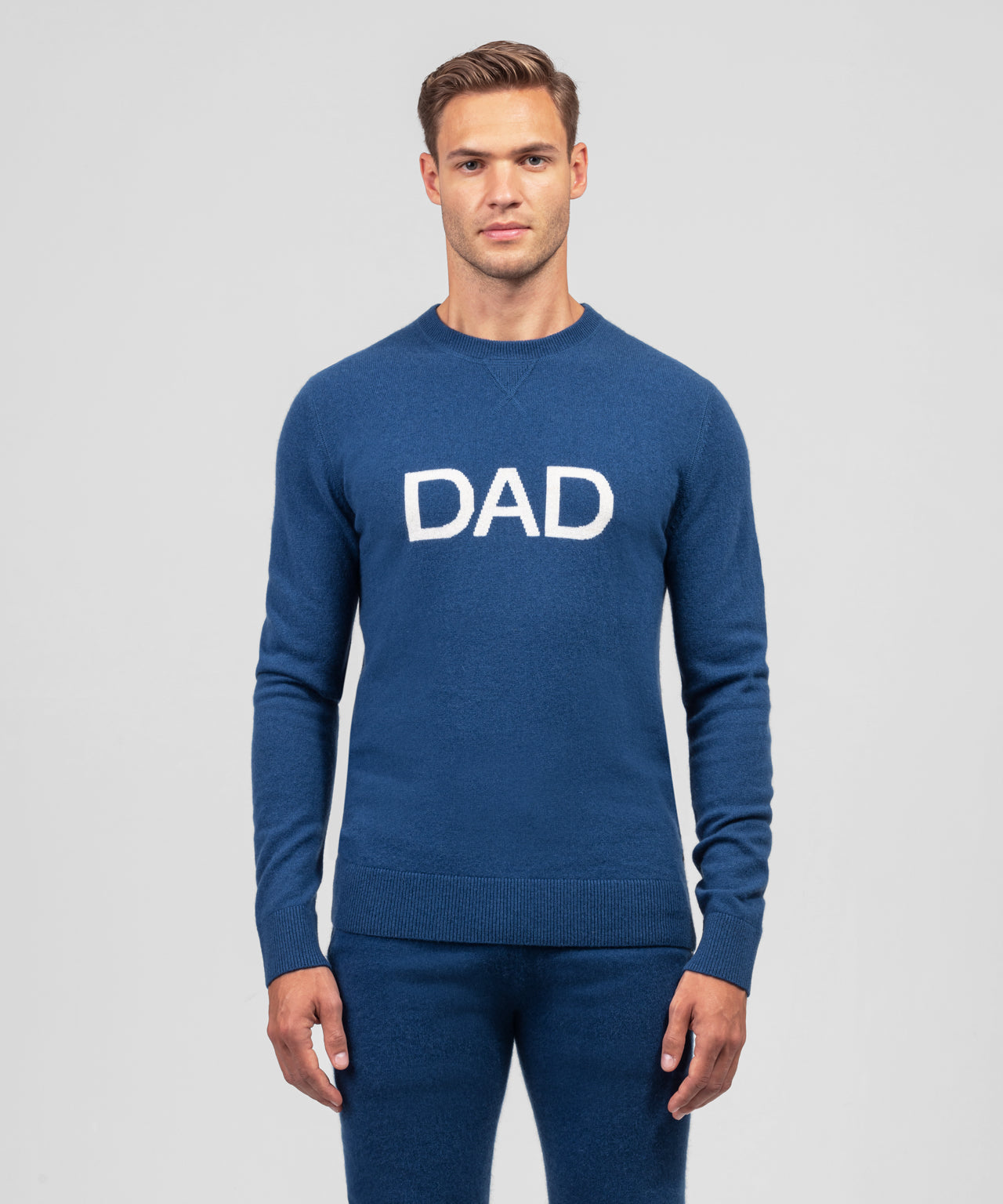 Cashmere Sweatshirt "DAD" : Blue Lake