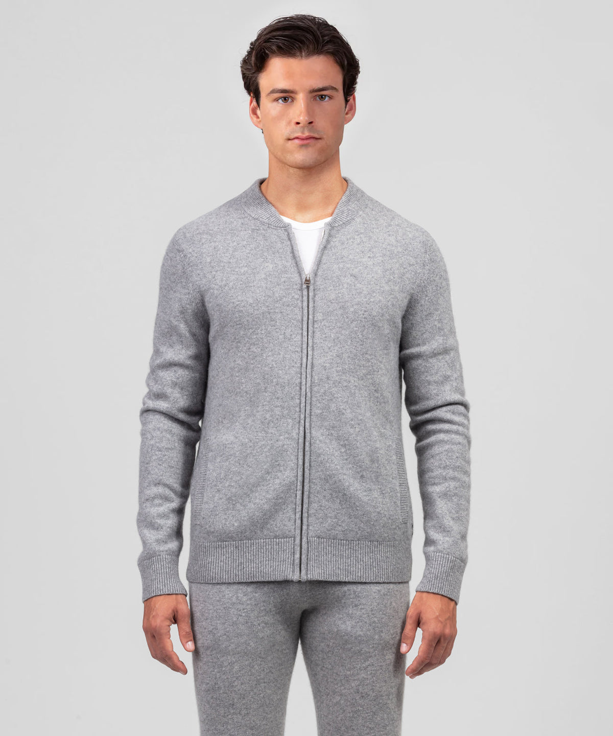 Cashmere Tennis Jacket: Grey Melange