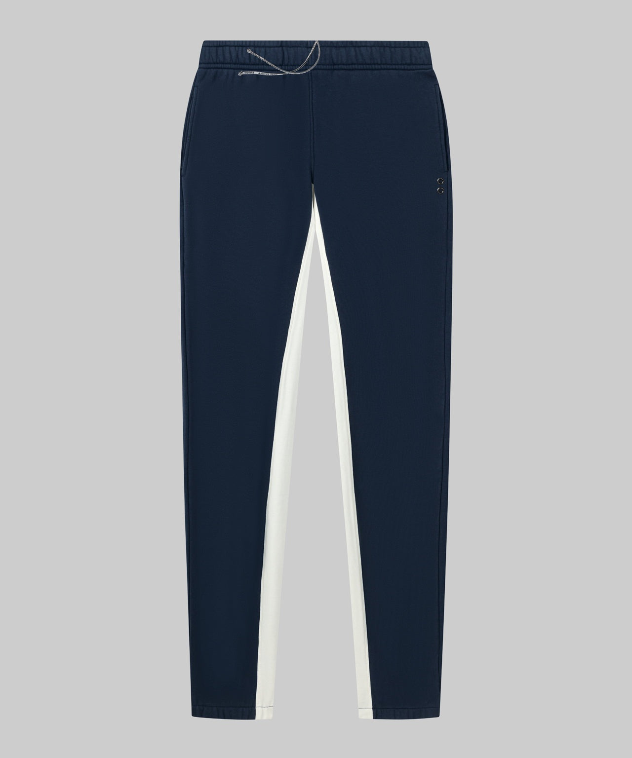Jogging Trousers w Side Lines: Navy/Off White