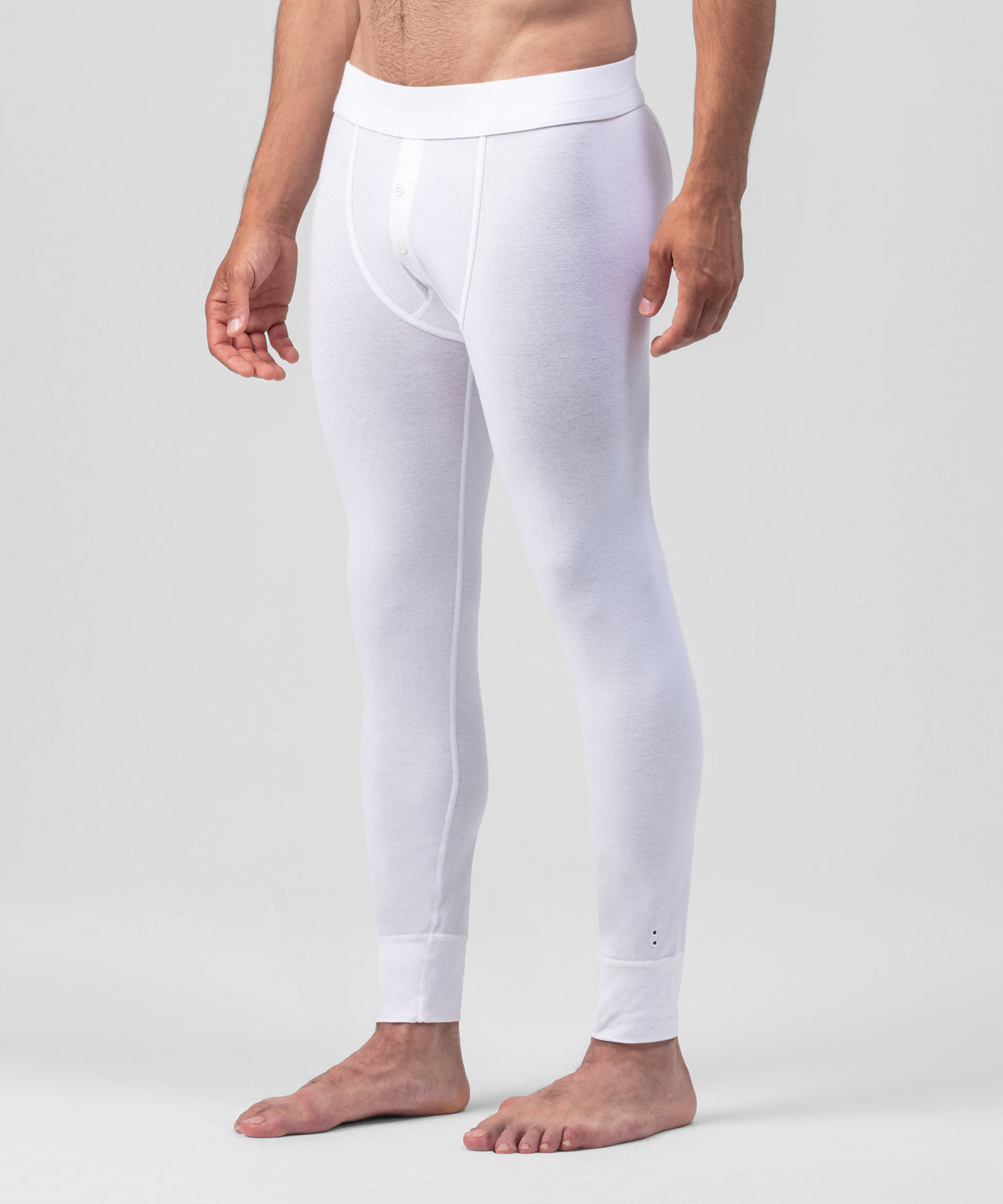 Traditional Long Johns Thermal Underwear For Men - white 