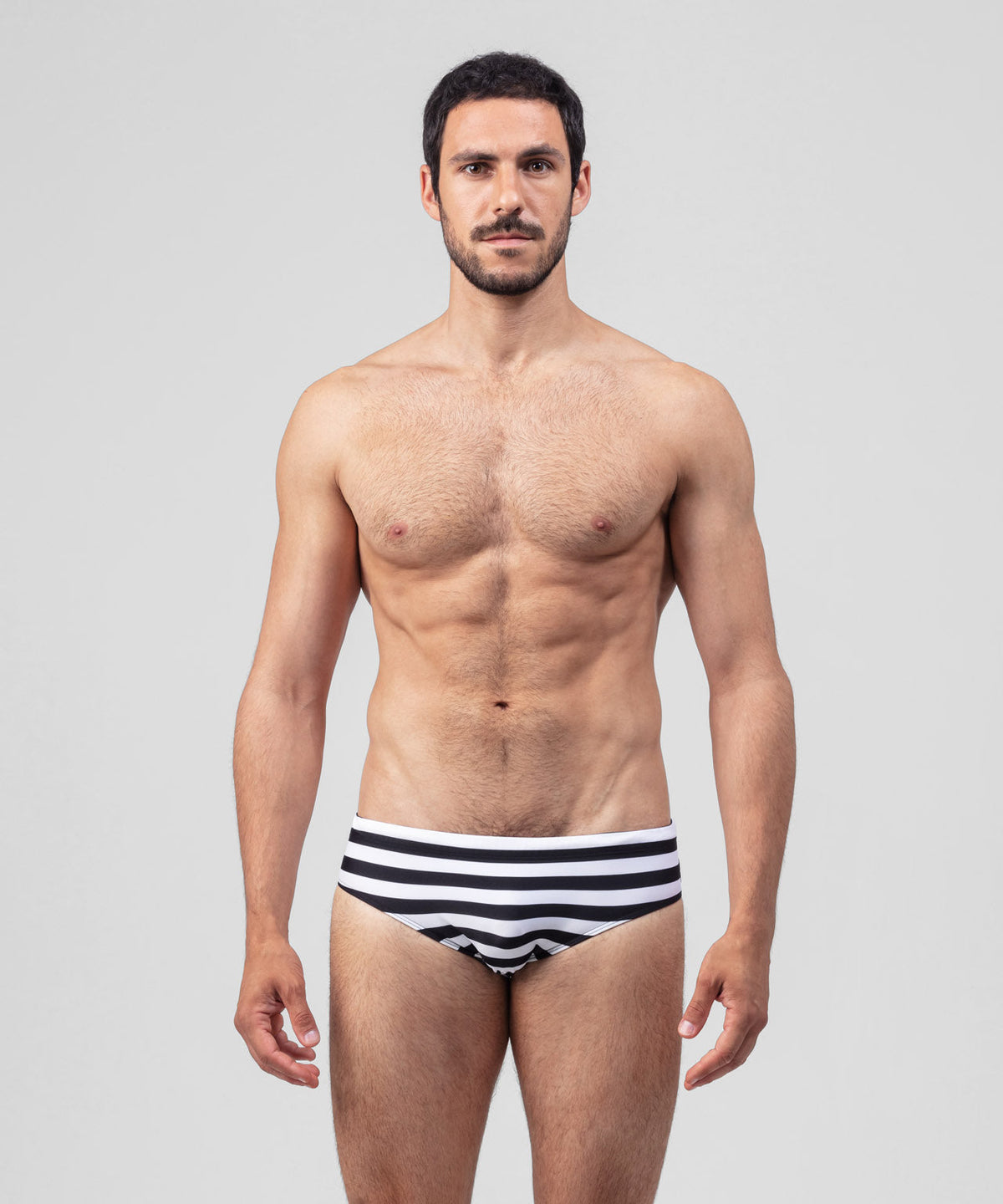 Swim Briefs Horizontal Stripes: Black/White