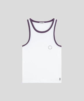 Ribbed Sports Tank Top: White/Deep Plum